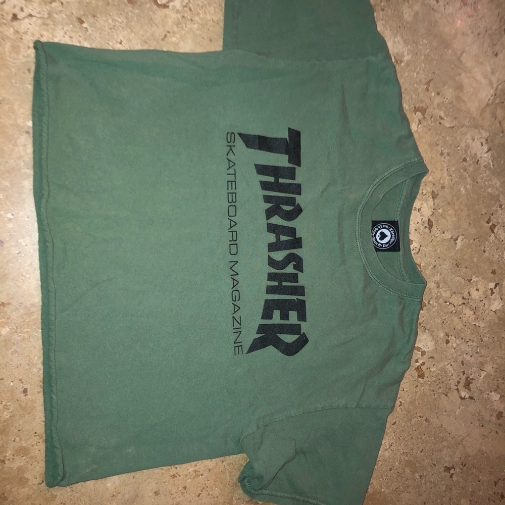 Green cropped thrasher shirt
